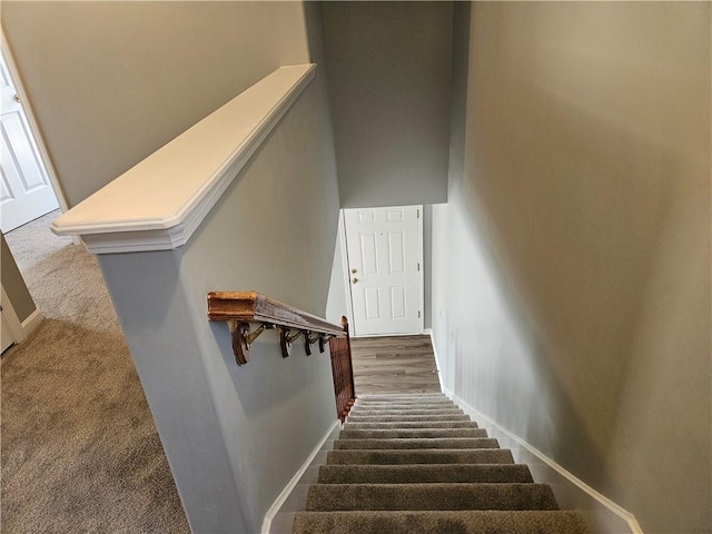 stairs with carpet and baseboards