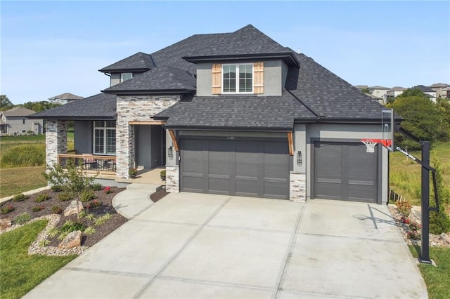 view of front facade with a garage