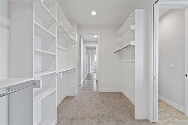 walk in closet featuring carpet