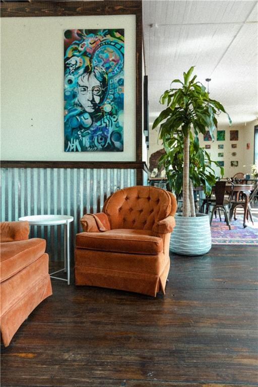 living area with wood-type flooring