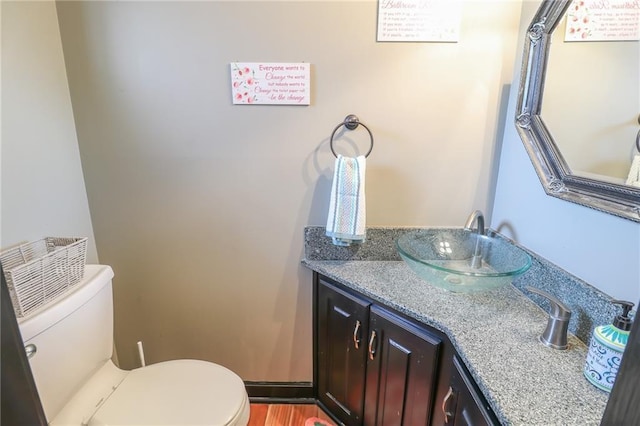 bathroom with toilet and vanity