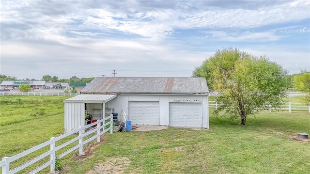 detached garage with fence