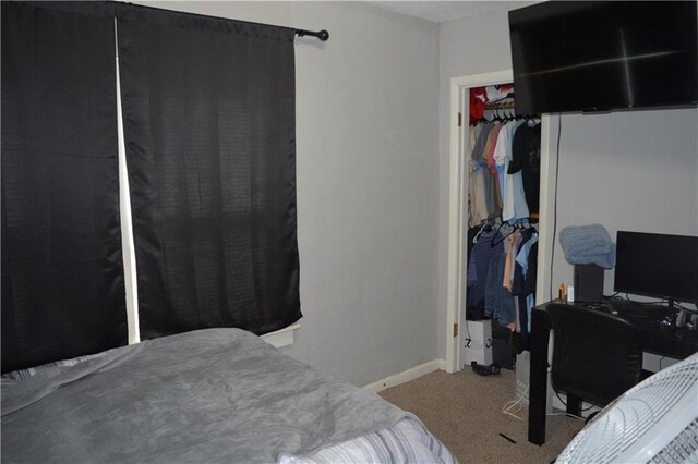 carpeted bedroom with a closet