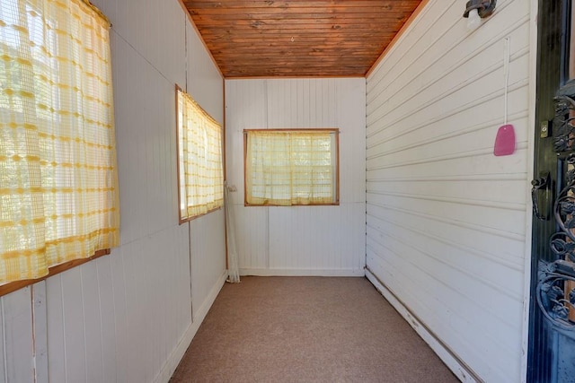 interior space with wooden ceiling