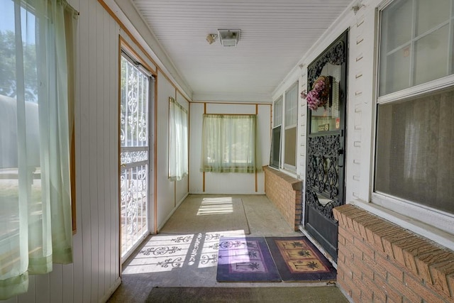 view of unfurnished sunroom