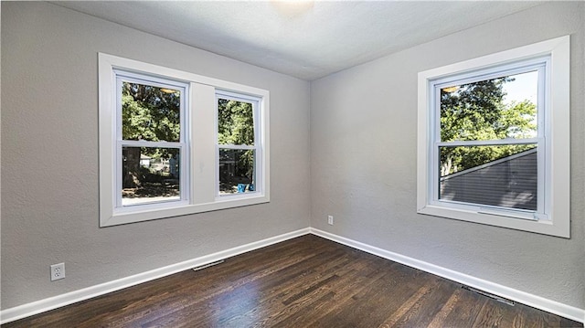 empty room featuring dark wood-type flooring