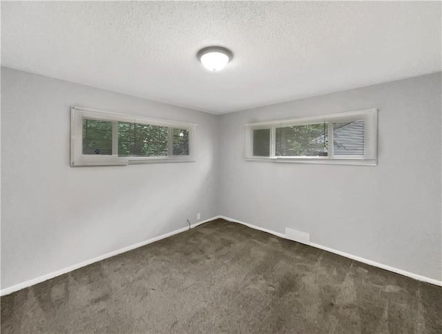 carpeted spare room featuring plenty of natural light and a textured ceiling