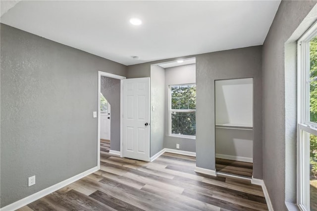 interior space with hardwood / wood-style flooring and a closet