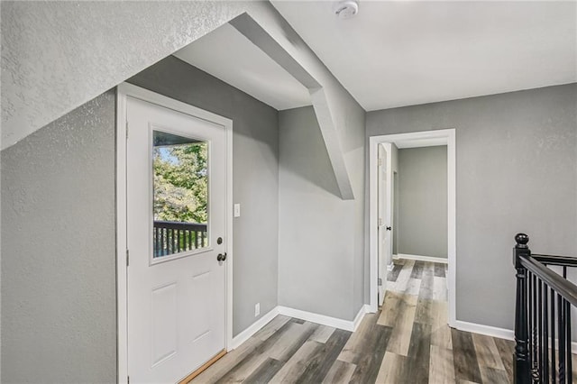 doorway featuring dark hardwood / wood-style flooring