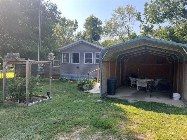 view of outbuilding with a lawn