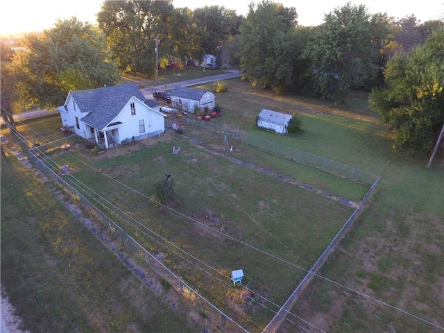 view of aerial view at dusk