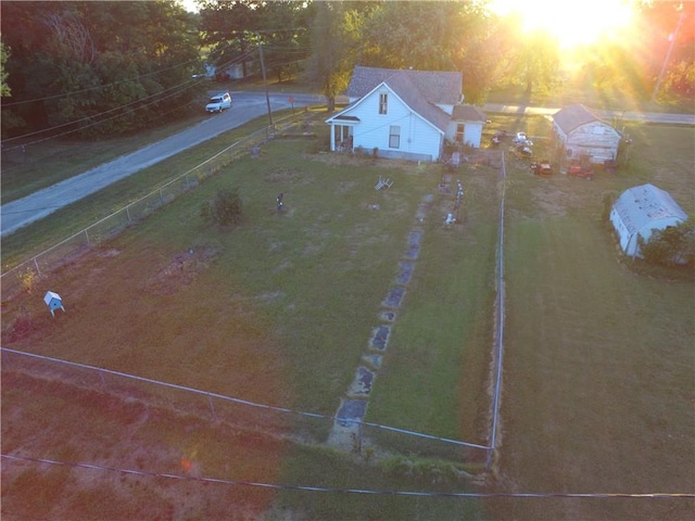 view of aerial view at dusk