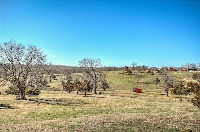 view of yard with a rural view