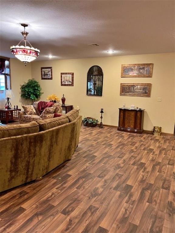 living room with hardwood / wood-style flooring