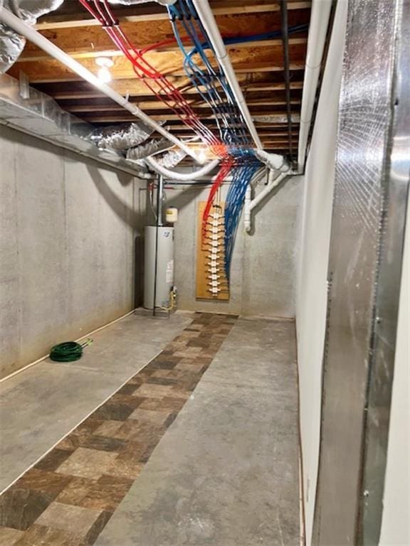 basement with water heater