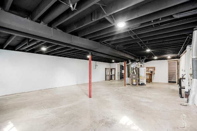 basement with water heater