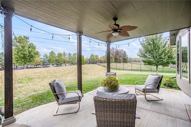 view of patio / terrace with ceiling fan