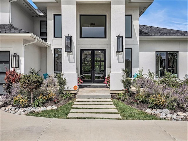 property entrance with french doors