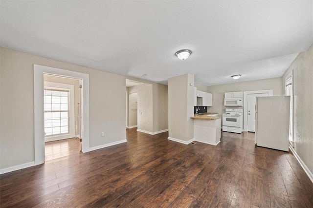 unfurnished living room featuring dark hardwood / wood-style flooring