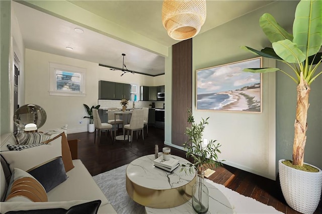 living room featuring dark hardwood / wood-style floors