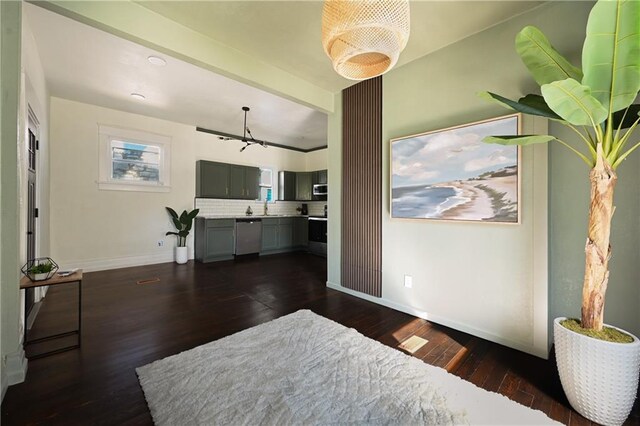 interior space featuring dark hardwood / wood-style floors