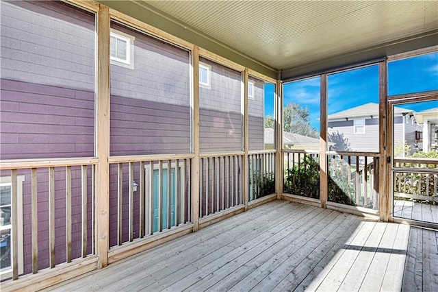 view of unfurnished sunroom