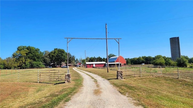 view of road featuring a rural view