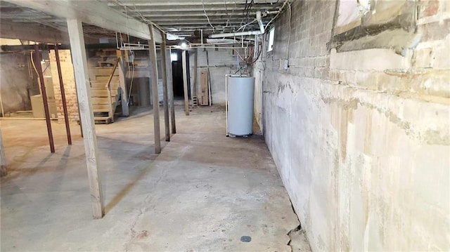 basement with water heater