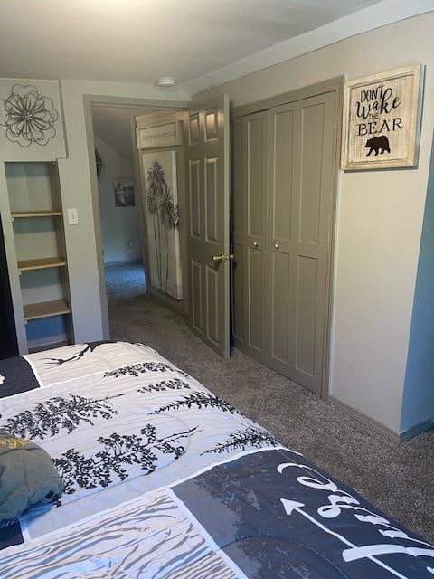 unfurnished bedroom with a closet and carpet flooring