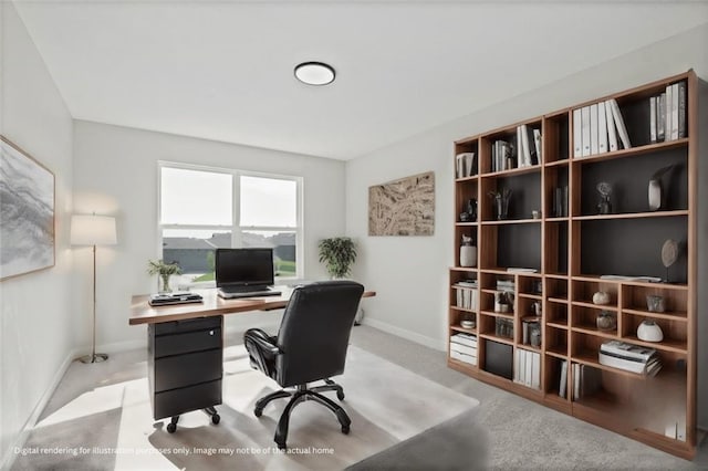 office area with baseboards and carpet flooring