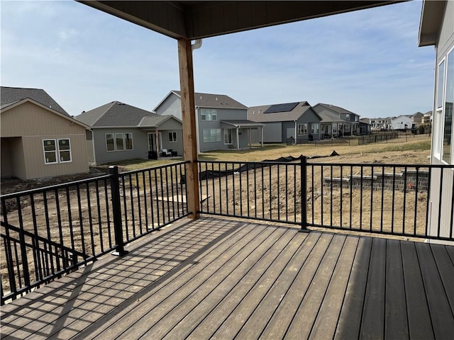 deck with a residential view