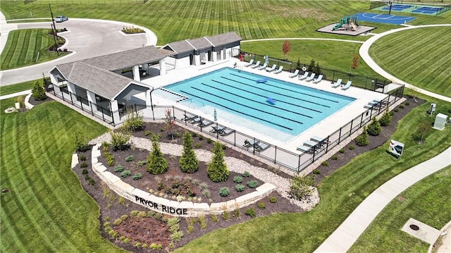 1511 SW Arbor Park Dr, Lees Summit, MO 64082 - view from above of property with a pool area