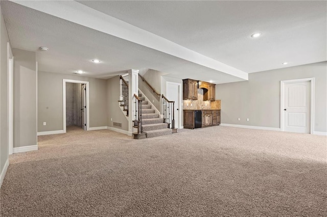 basement featuring carpet