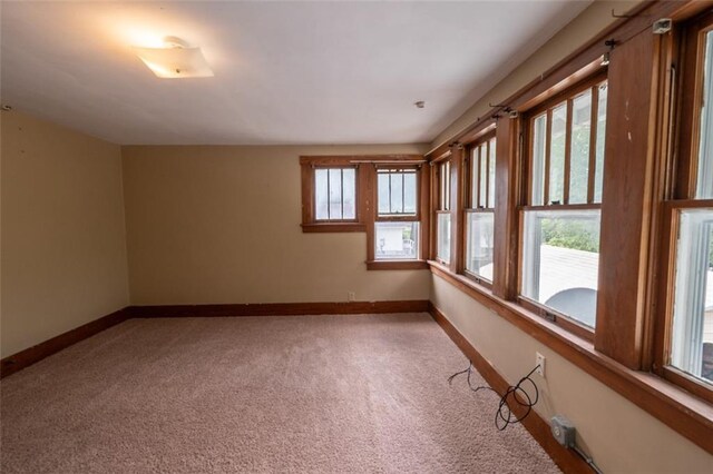 spare room with a wealth of natural light and carpet floors