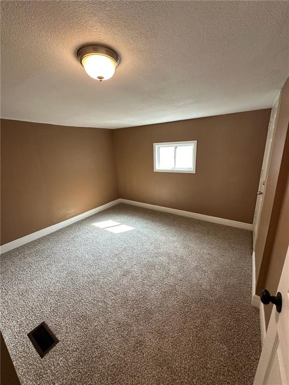 carpeted spare room featuring a textured ceiling