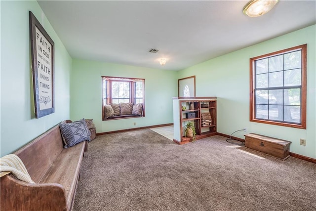 sitting room featuring carpet floors