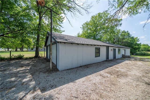 exterior space featuring a garage