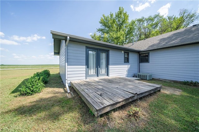 deck with cooling unit and a lawn