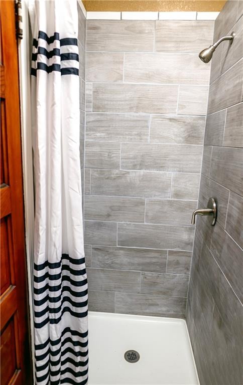 bathroom featuring a shower with curtain