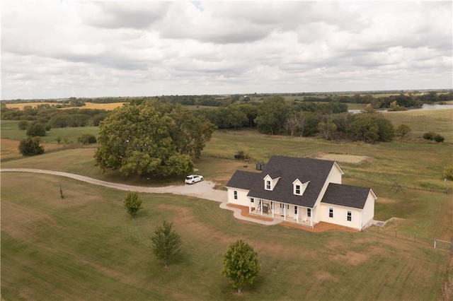 drone / aerial view featuring a rural view