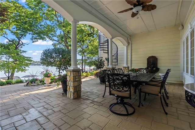 view of patio / terrace featuring ceiling fan