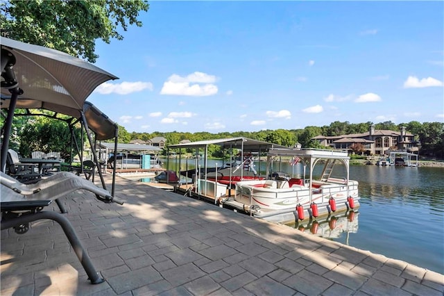 dock area featuring a water view