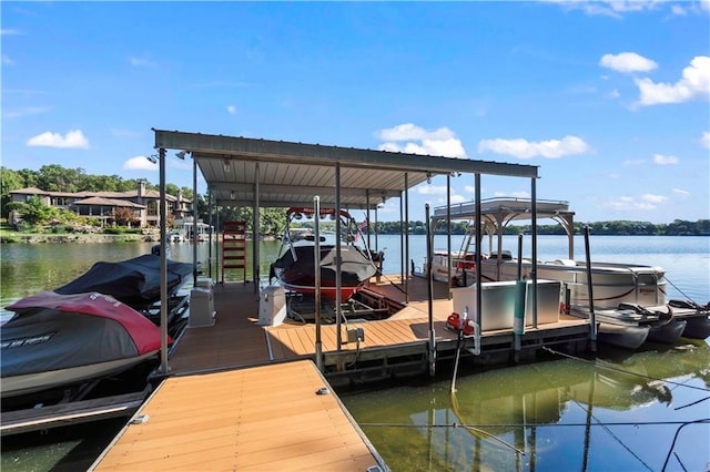 view of dock featuring a water view