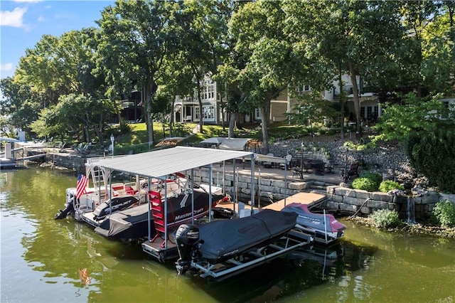 dock area featuring a water view