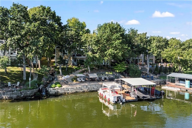 view of dock featuring a water view