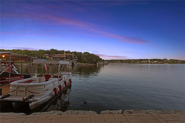 dock area featuring a water view