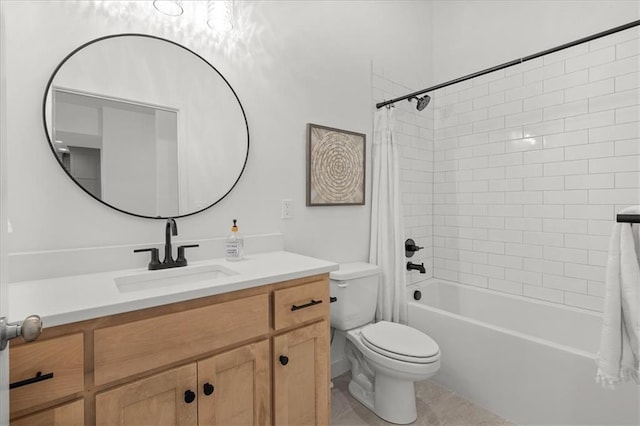 14574 Aurora Ln, Basehor, KS 66007 - full bathroom featuring vanity, toilet, shower / bath combo with shower curtain, and tile patterned flooring