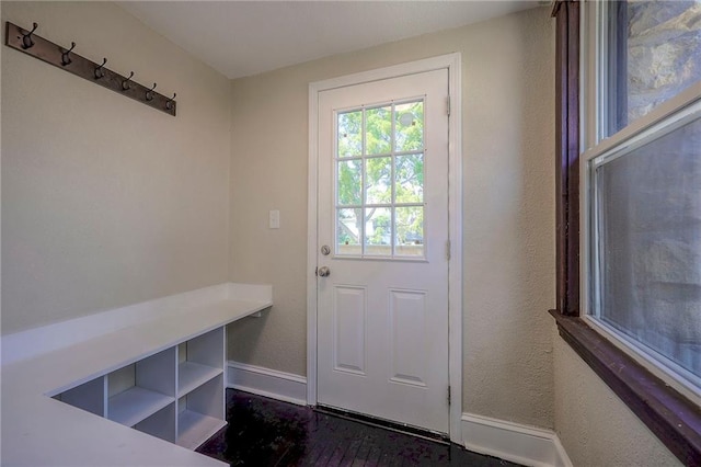 entryway with dark hardwood / wood-style floors