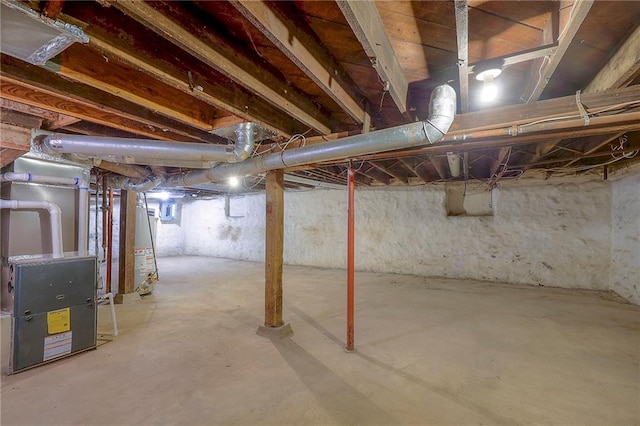 basement with heating unit