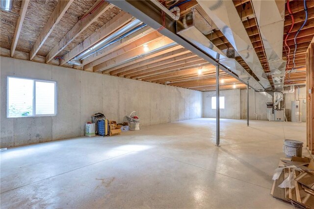 basement featuring heating unit